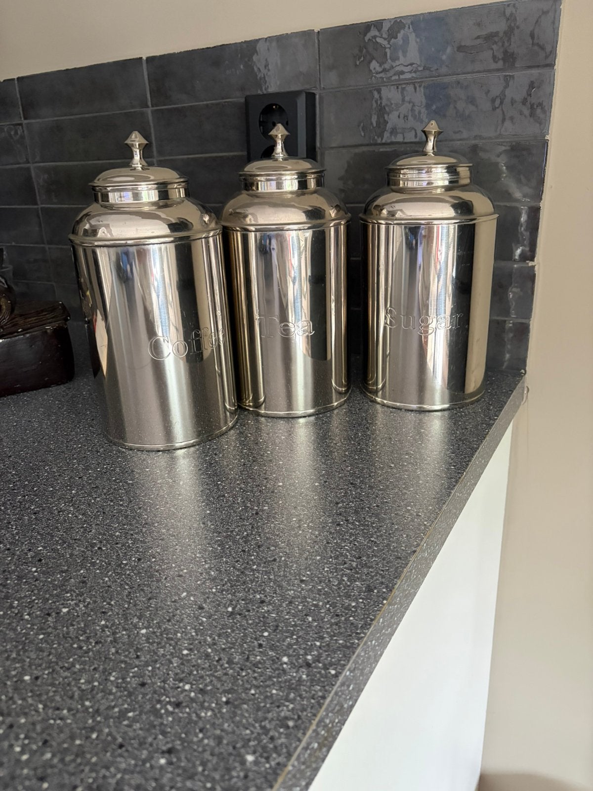 3 voorraad blikken met deksel koffie suiker thee, Huis en Inrichting, Keuken | Potten en Pannen, Ophalen of Verzenden, Zo goed als nieuw