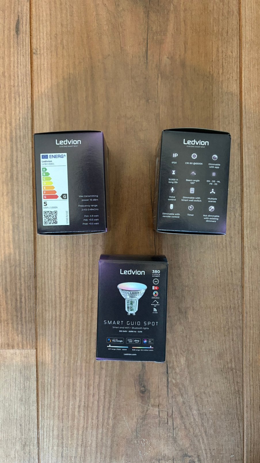 3x Nieuwe Ledvion SMART GU10 spotjes, Ophalen of Verzenden, Nieuw, GU10, Smart