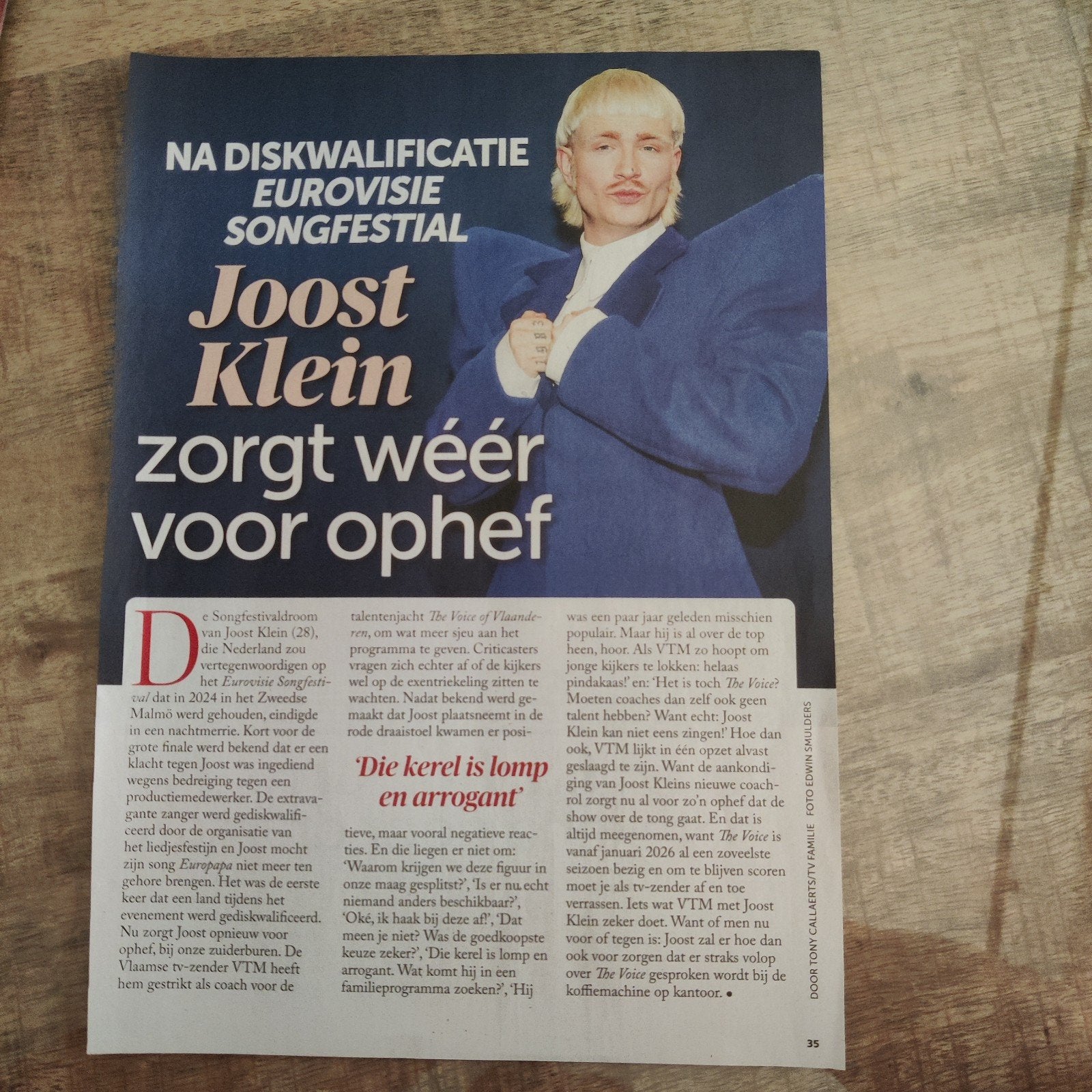 Joost Klein - Artikel - Knipsel, Ophalen of Verzenden, 1980 tot heden, Knipsel(s)