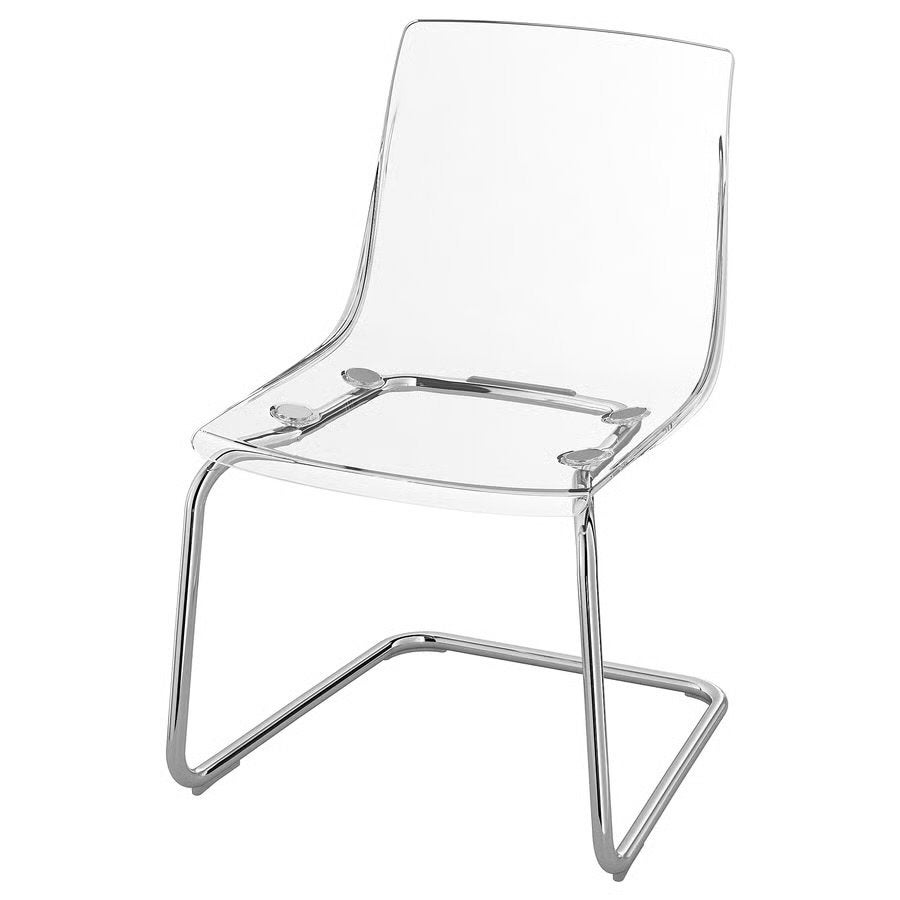 Tobias Stoel - Transparant met Chroom Onderstel, Huis en Inrichting, Stoelen, Ophalen, Kunststof, Gebruikt, Overige kleuren