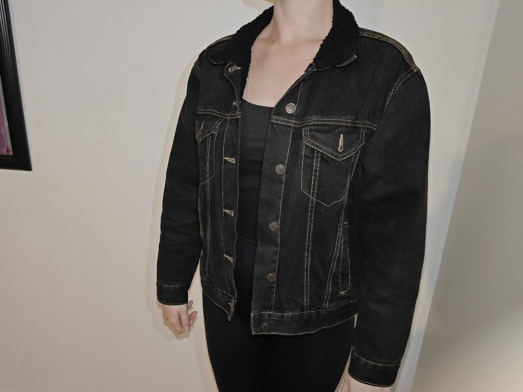 Zwart denim jasje - versized fit - maat S, Zwart, Ophalen of Verzenden, Zo goed als nieuw, Maat 36 (S)
