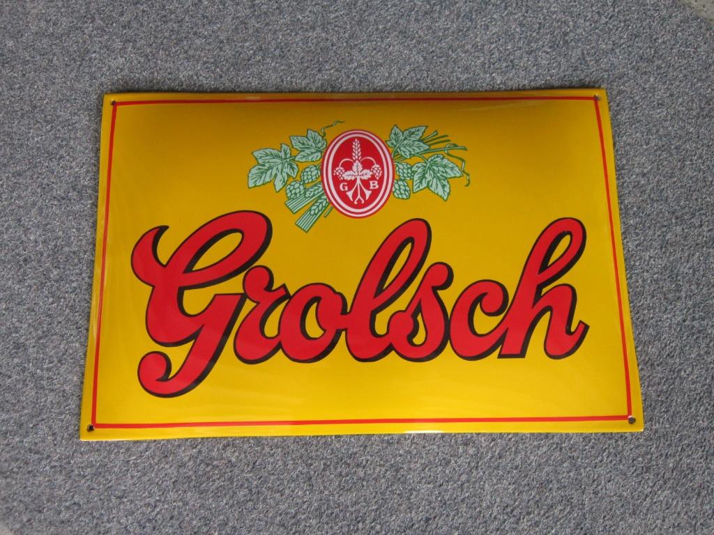 GROLSCH BIER EMAILLE RECLAMEBORD, Ophalen, Zo goed als nieuw, Reclamebord, Plaat of Schild, Grolsch