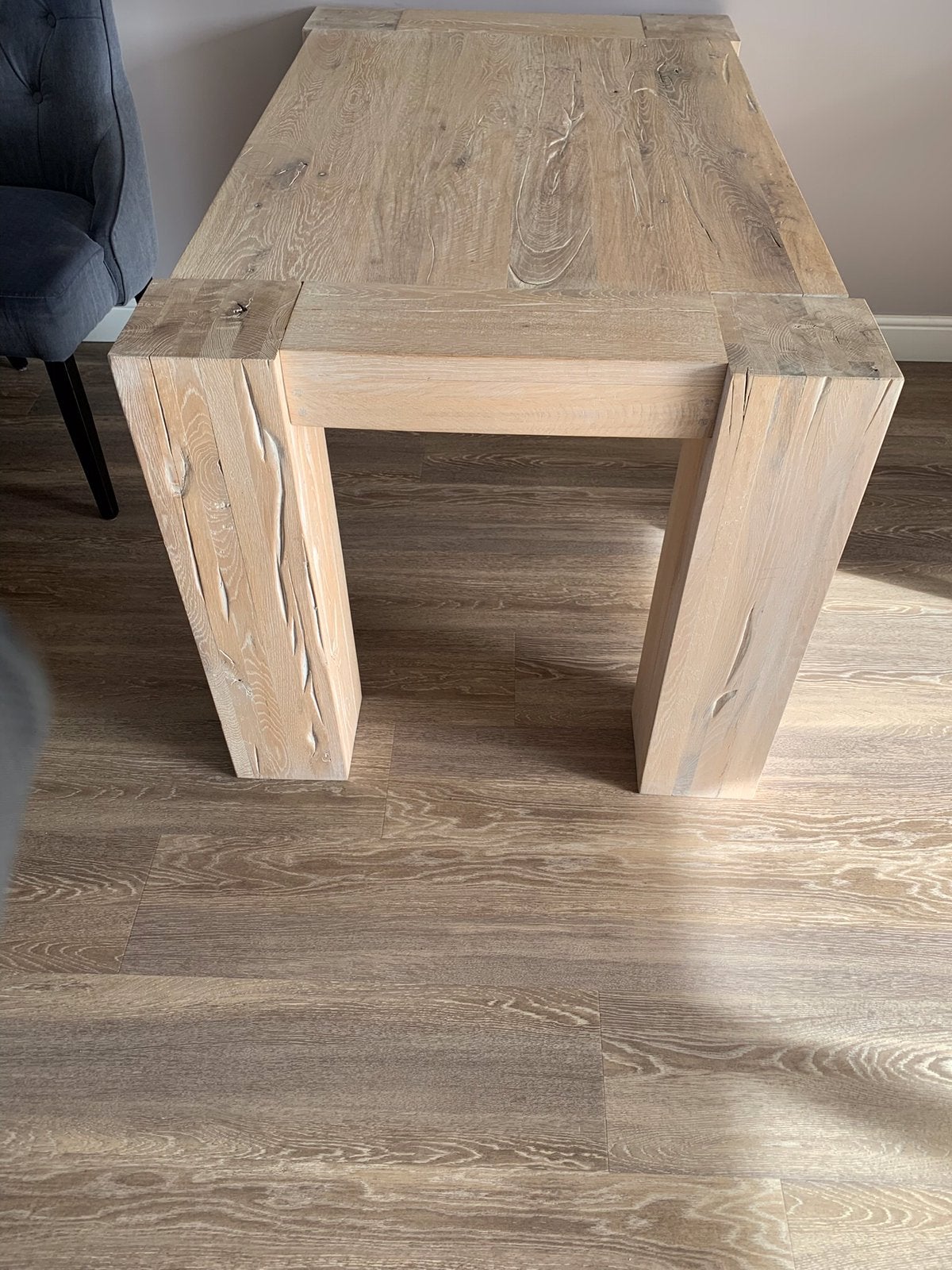Een white wash eiken salontafel afmeting 135 x 80 cm, Ophalen, 100 tot 150 cm, 50 tot 100 cm, Zo goed als nieuw