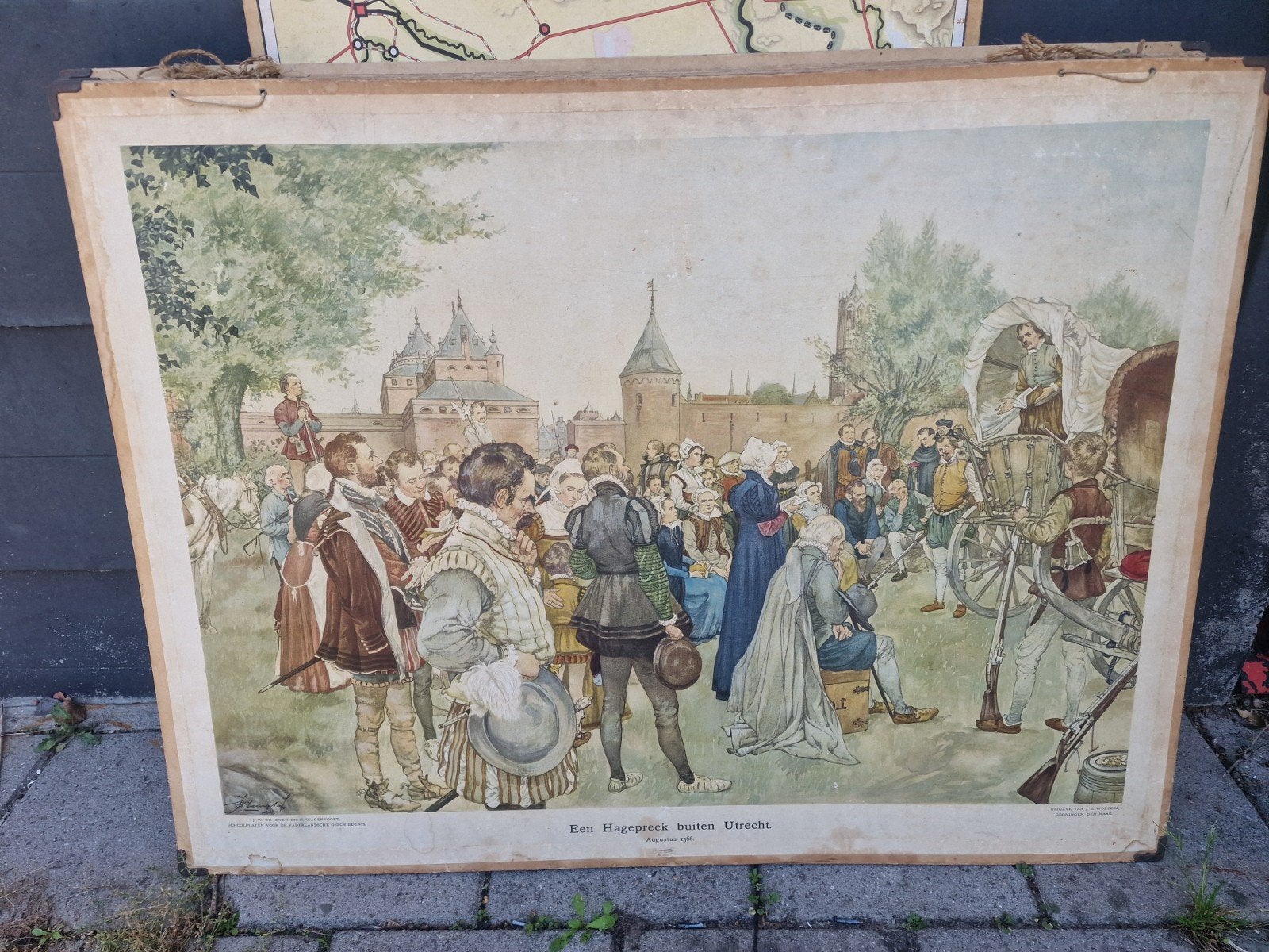 Schoolplaat: Een Hagepreek buiten Utrecht, Antiek en Kunst, Ophalen of Verzenden, Geschiedenis