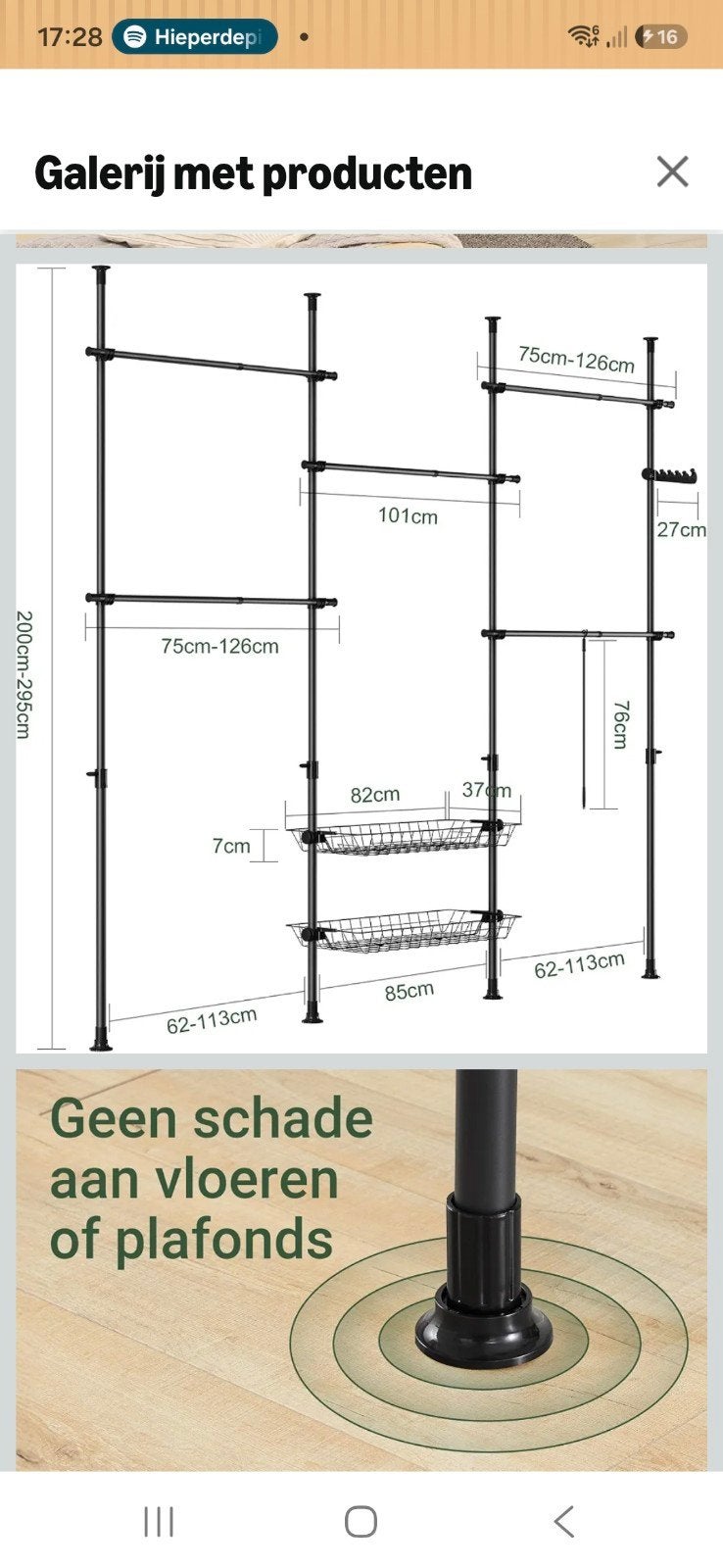 Telescoop kledingrek zwart, Ophalen
