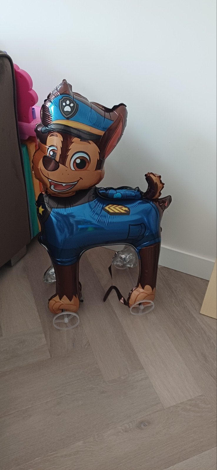 Paw Patrol Chase folie ballon op wieltjes., Ophalen, Gebruikt
