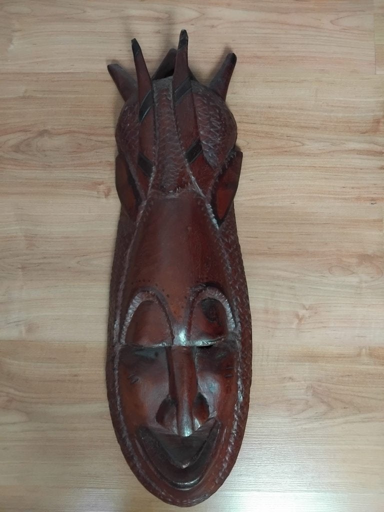 OUD GROOT MASKER ( 61 bij 17 CM ), Ophalen, Hout, Decoratieobject, Zo goed als nieuw