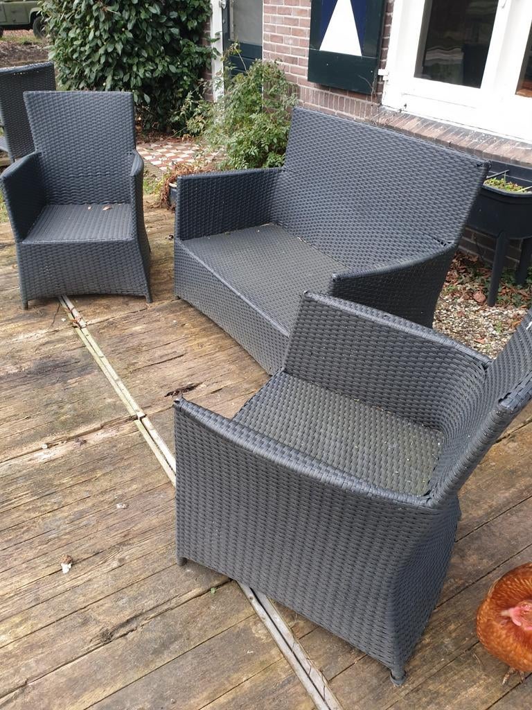 Bank,4 tafel stoelen,kussens, 4 stoelen. Ophalen in Twello., Ophalen, Gebruikt