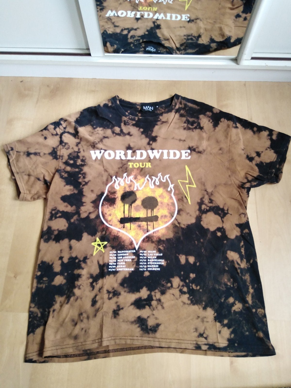 shirt boohooman met leuke opdruk, Bruin, Maat 48/50 (M), Ophalen of Verzenden, Zo goed als nieuw