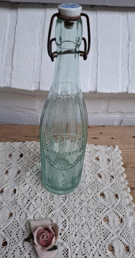 Grote Franse brocante bierfles, Degret Agon, Dom Le Mesnil, Ophalen of Verzenden