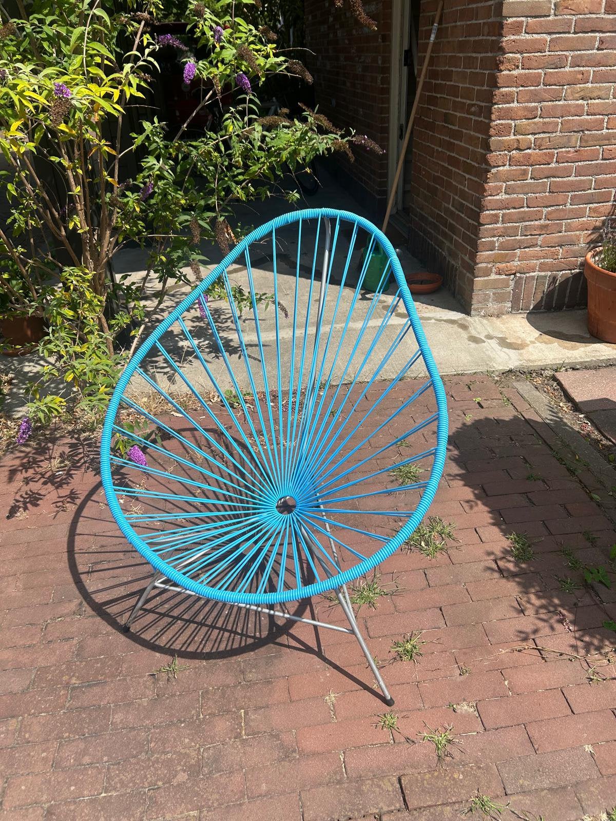 Lounge (tuin) stoel blauw, Tuin en Terras, Tuinstoelen, Ophalen, Gebruikt, Kunststof