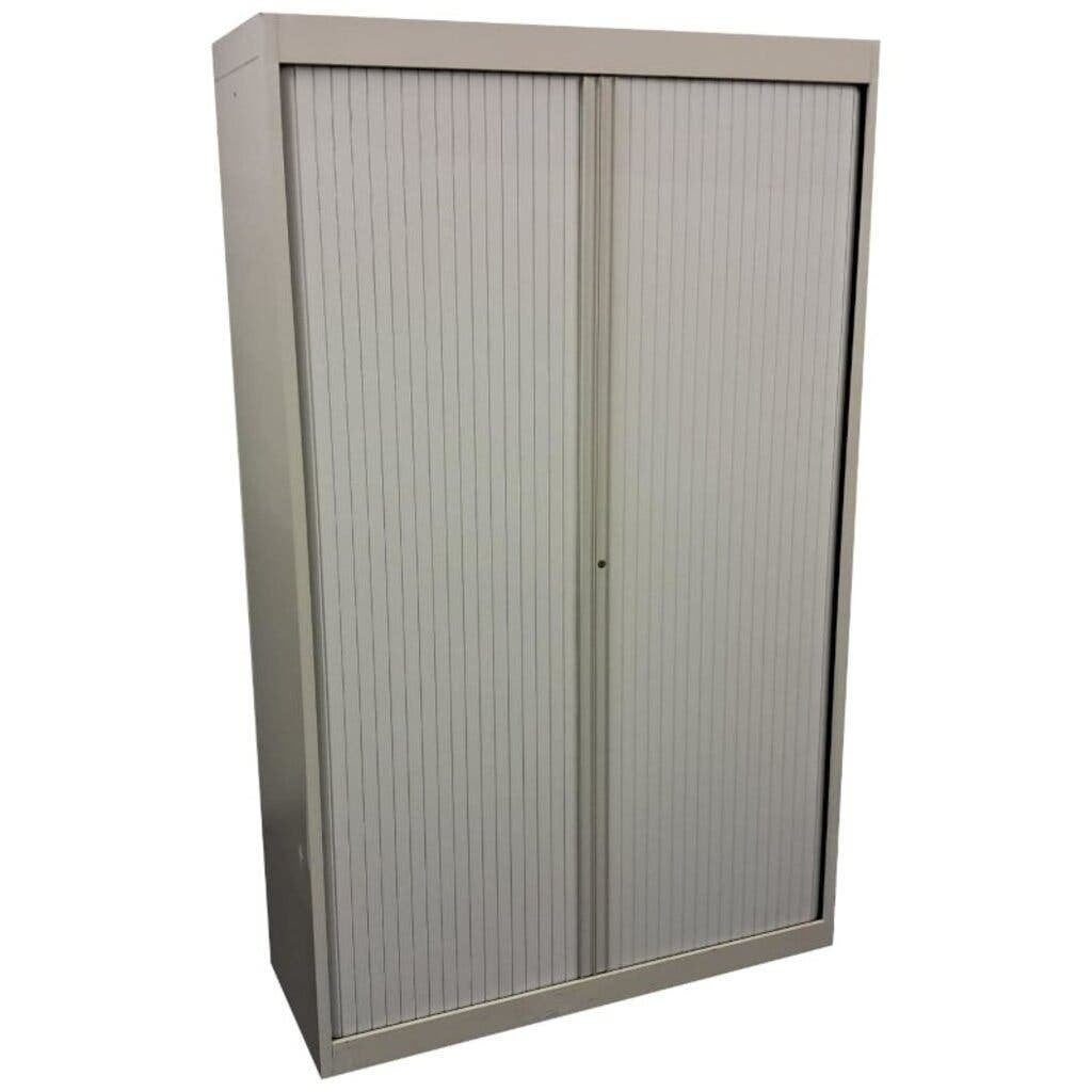 Emmein Roldeurkast Lichtgrijs 195 x 120 x 45 B-keus, Huis en Inrichting, Kasten | Roldeurkasten en Archiefkasten, Gebruikt, 100 tot 150 cm