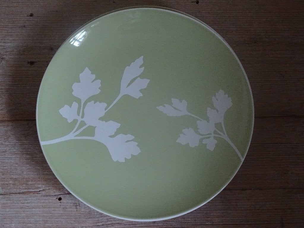 4x Dinerbord IKEA, groen met bladeren,  zo goed als nieuw, IKEA, Ophalen of Verzenden, Zo goed als nieuw, Bord(en)