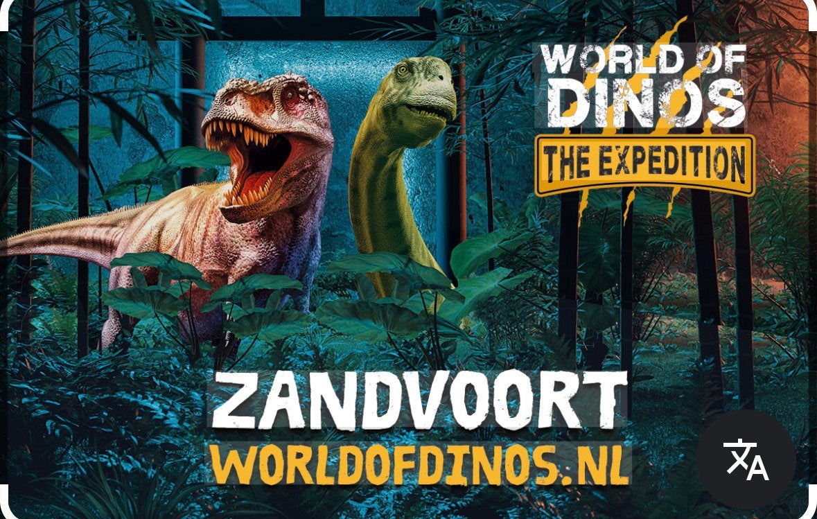 Bijna gratis 1 ticket World of Dino’s Zandvoort 19 juli, Ticket of Toegangskaart