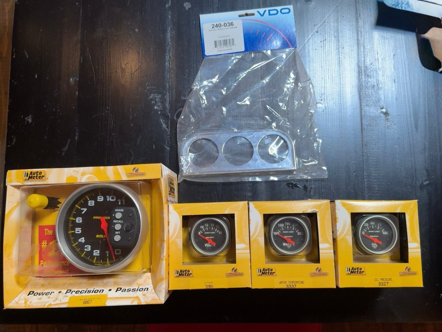 Auto Meter Pro-Comp / Sport-Comp meterset + VDO paneel – NOS, Ophalen of Verzenden, Zo goed als nieuw
