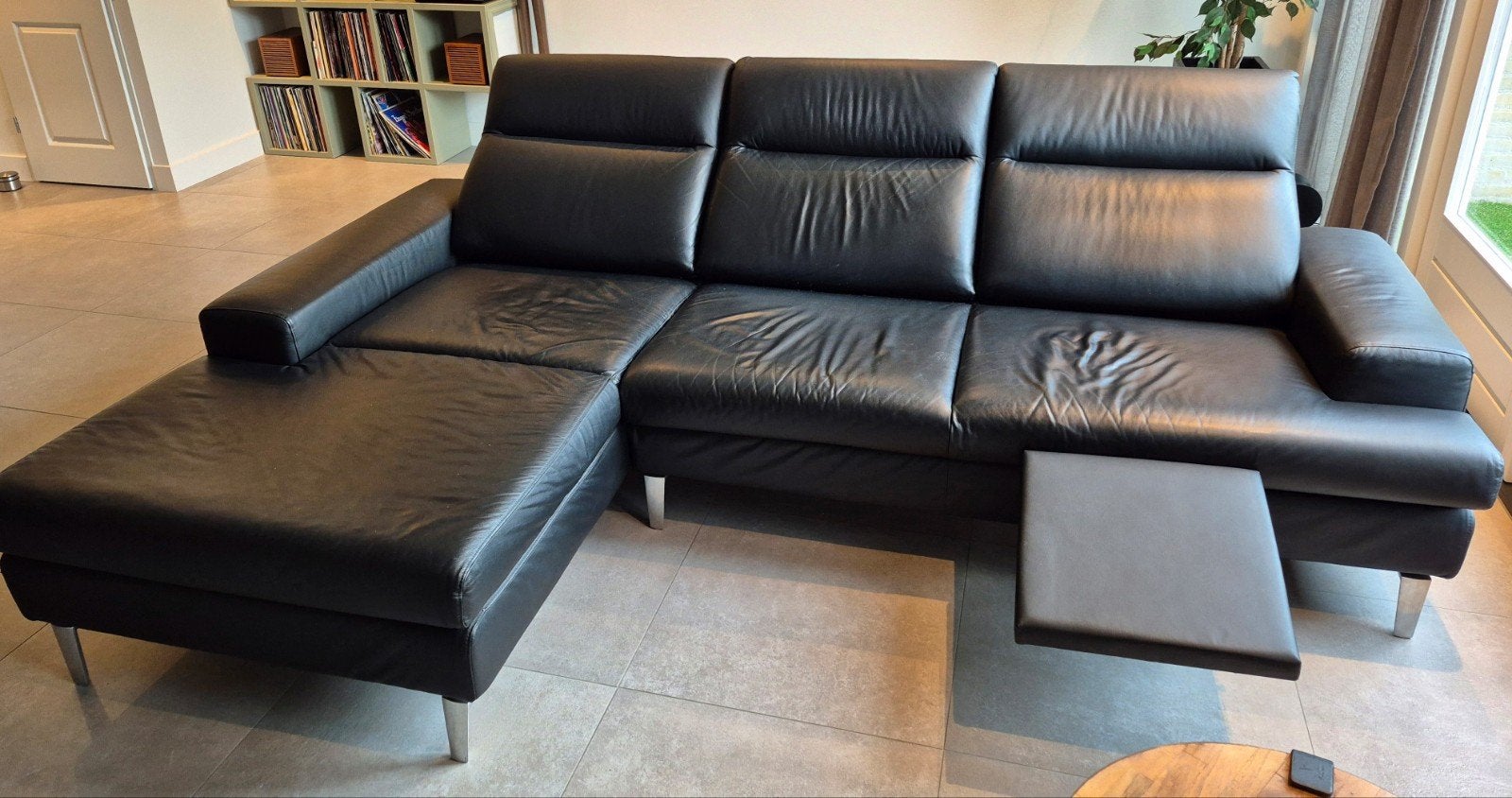 Zwart lederen design hoekbank van Van Til, Design, Hoekbank, Ophalen of Verzenden, Zo goed als nieuw