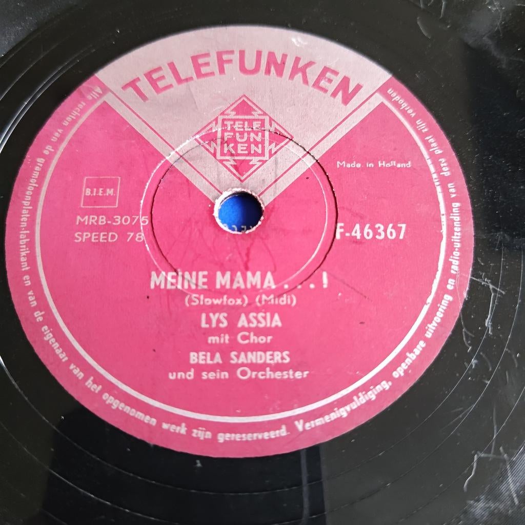 78 toeren plaat Lys Assia - Meine Mama / Was kann, Cd's en Dvd's, Vinyl | Overige Vinyl, Gebruikt, 10 inch, Ophalen of Verzenden