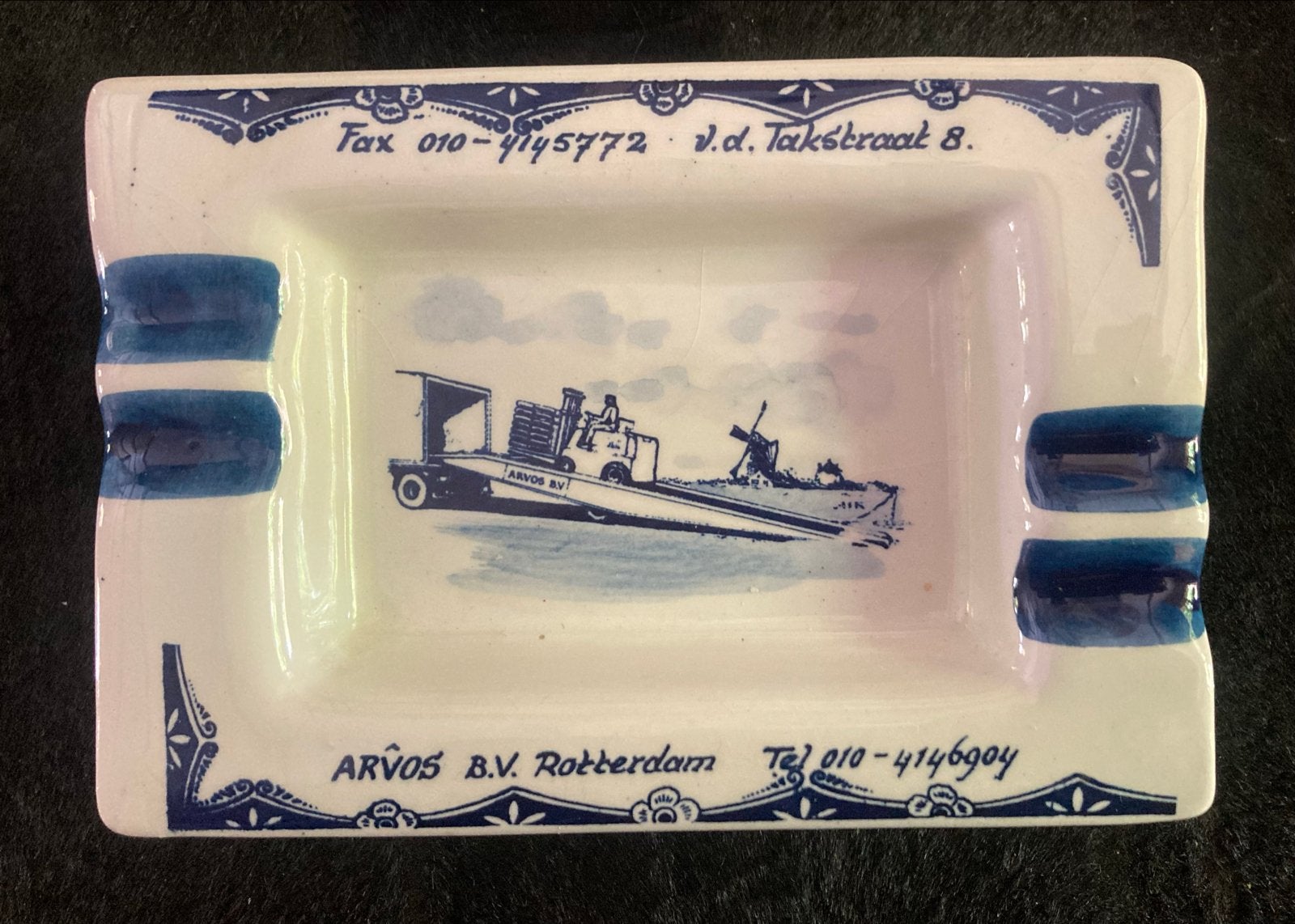 Vintage Asbak Arvos B.V. Rotterdam - Delft Blue Hand Painted, Antiek en Kunst, Ophalen of Verzenden