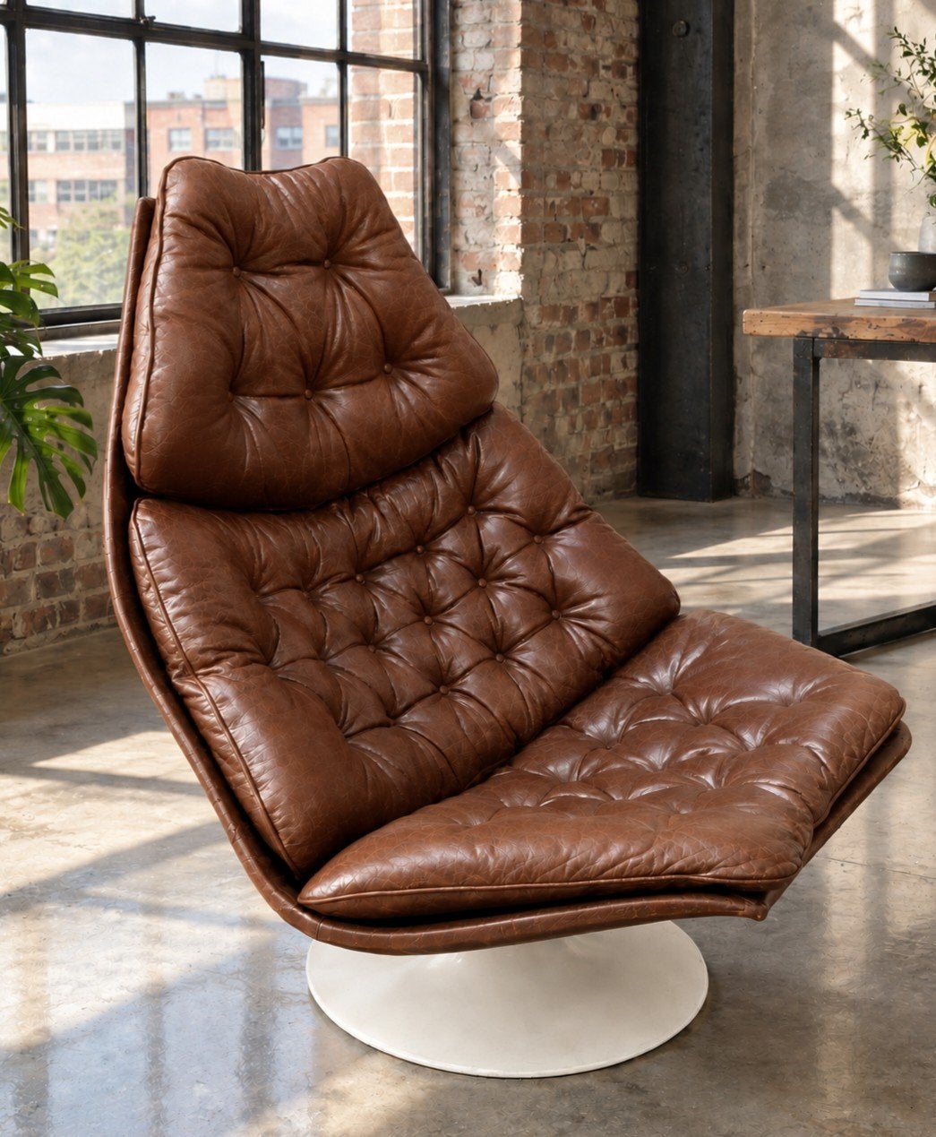 Artifort F588 Geoffrey Harcourt,eerste generatie 1960, Huis en Inrichting, Ophalen, Minder dan 50 cm, Gebruikt, Leer