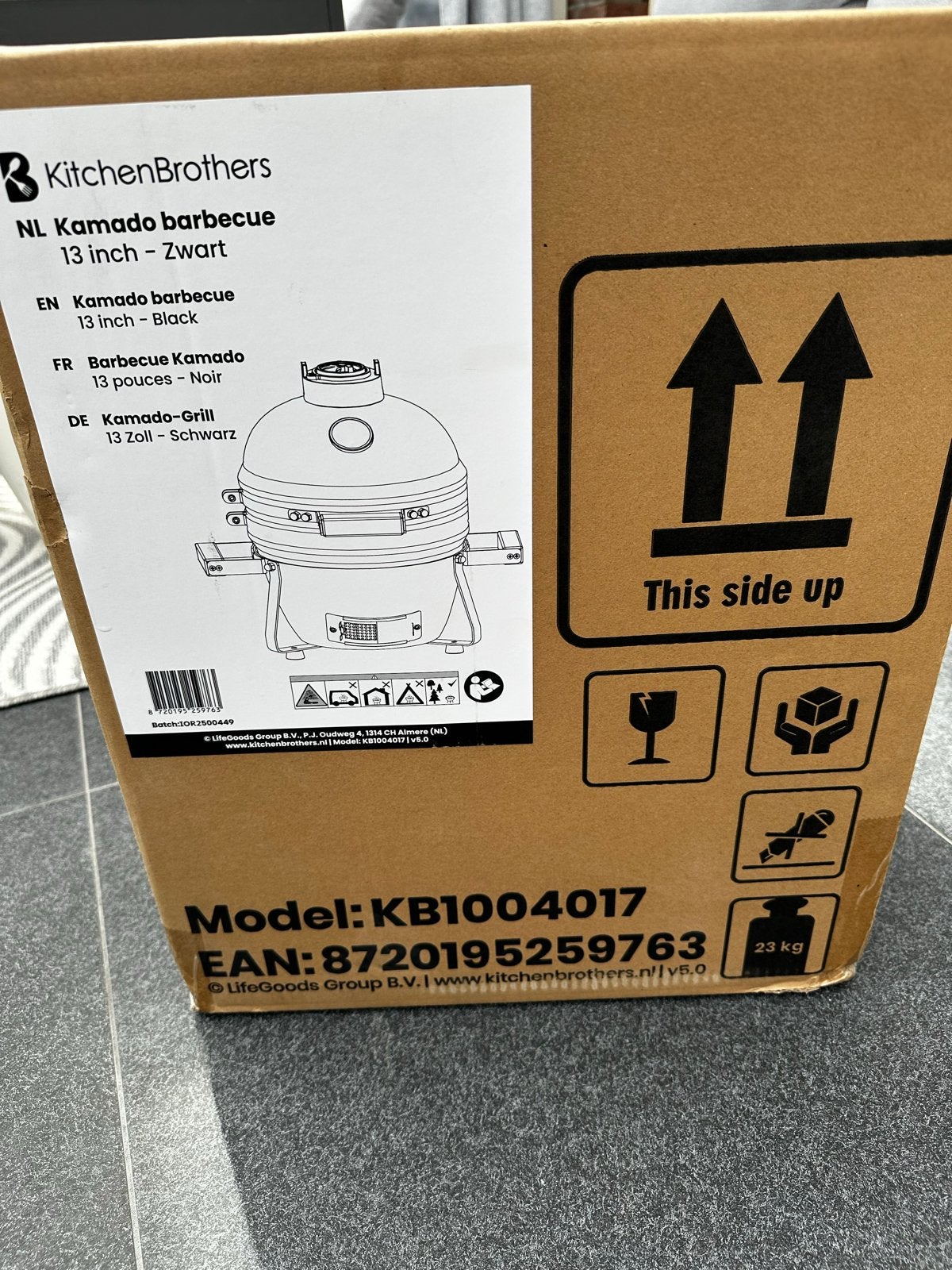 KitchenBrothers Kamado barbecue 13 inch - Zwart, Ophalen, Nieuw