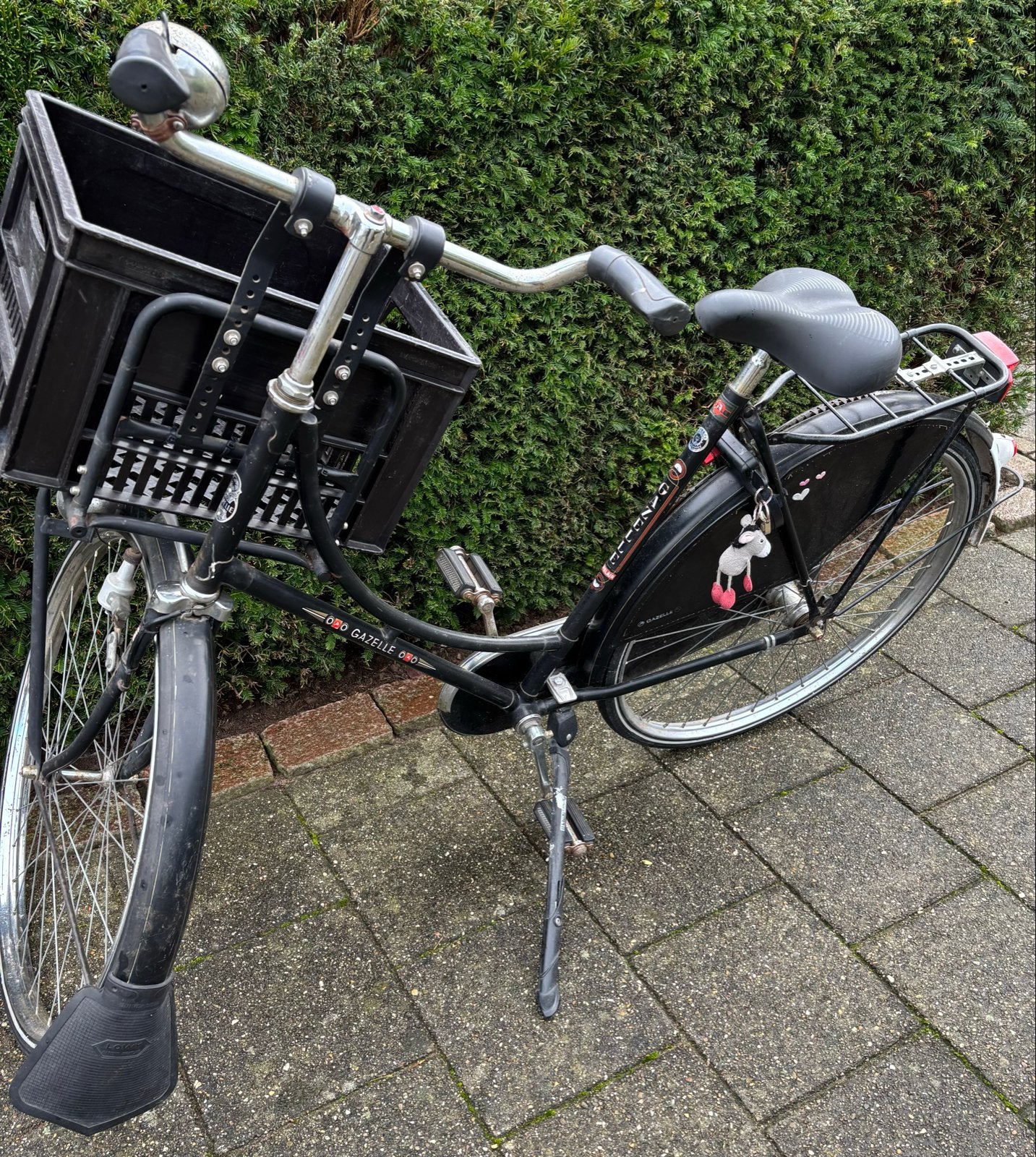 Gazelle Oma transportfiets met voordrager en krat, Ophalen, Terugtraprem, Gebruikt, 50 tot 53 cm