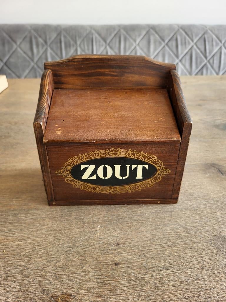 Vintage houten zoutbakje - In goede staat, Ophalen of Verzenden, Gebruikt