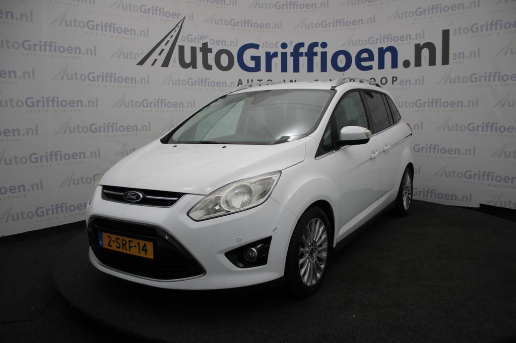 Ford Grand C-Max 1.0 Titanium 7p nette MPV met leer en trekh, Auto's, Voorwielaandrijving, Gebruikt, Zwart, 7 stoelen