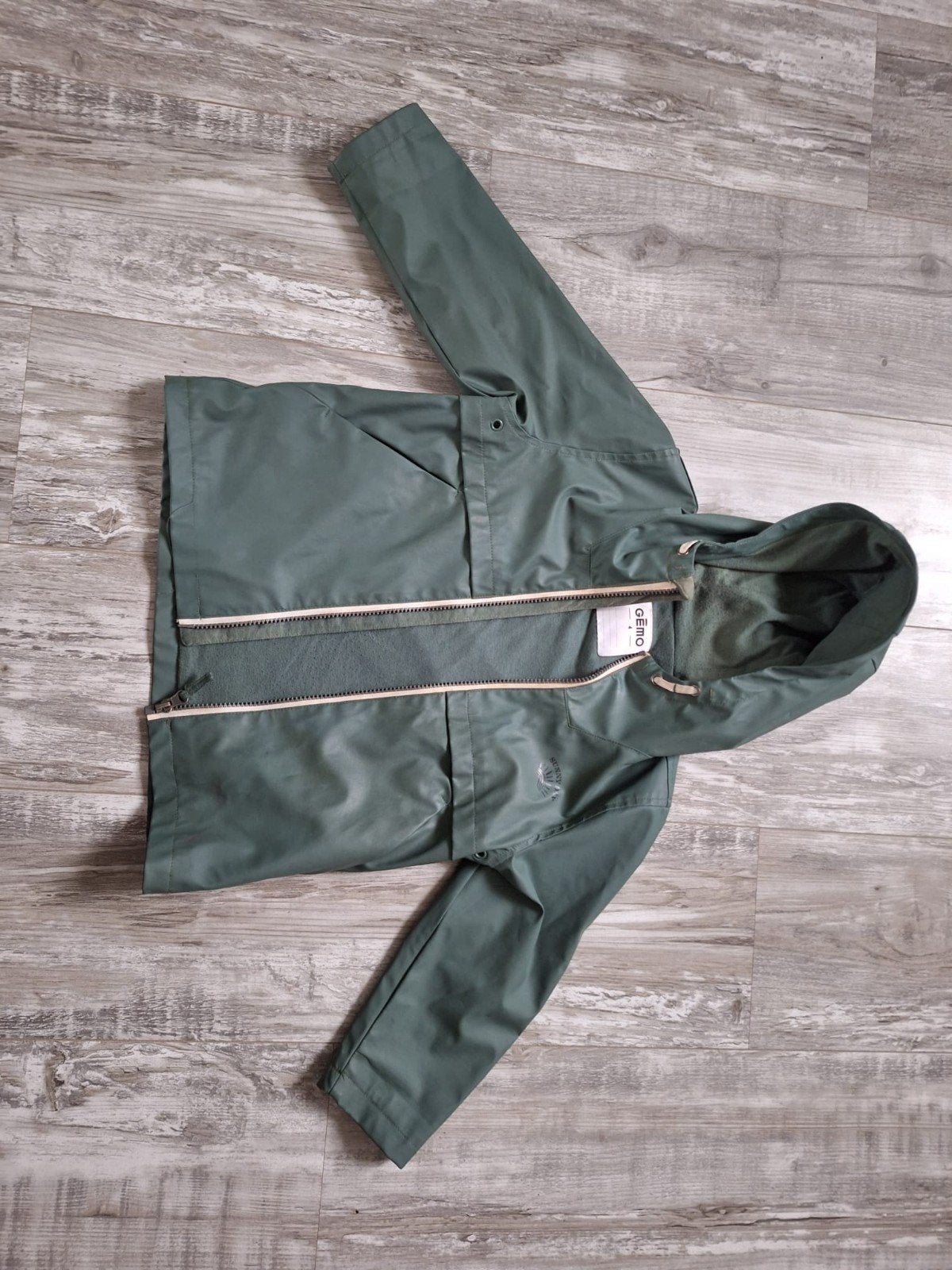 Stoere groene regenjas voor kinderen (maat 4 jaar), Ophalen of Verzenden, Gebruikt, Onbekend, Jongen of Meisje