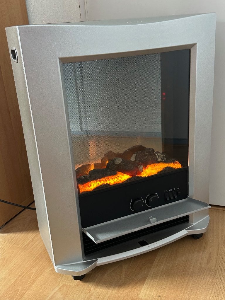 EWT Optiflame Elektrische Haard BTK20 - Zilver, Ophalen, Gebruikt, Vrijstaande haard, Elektrische haard