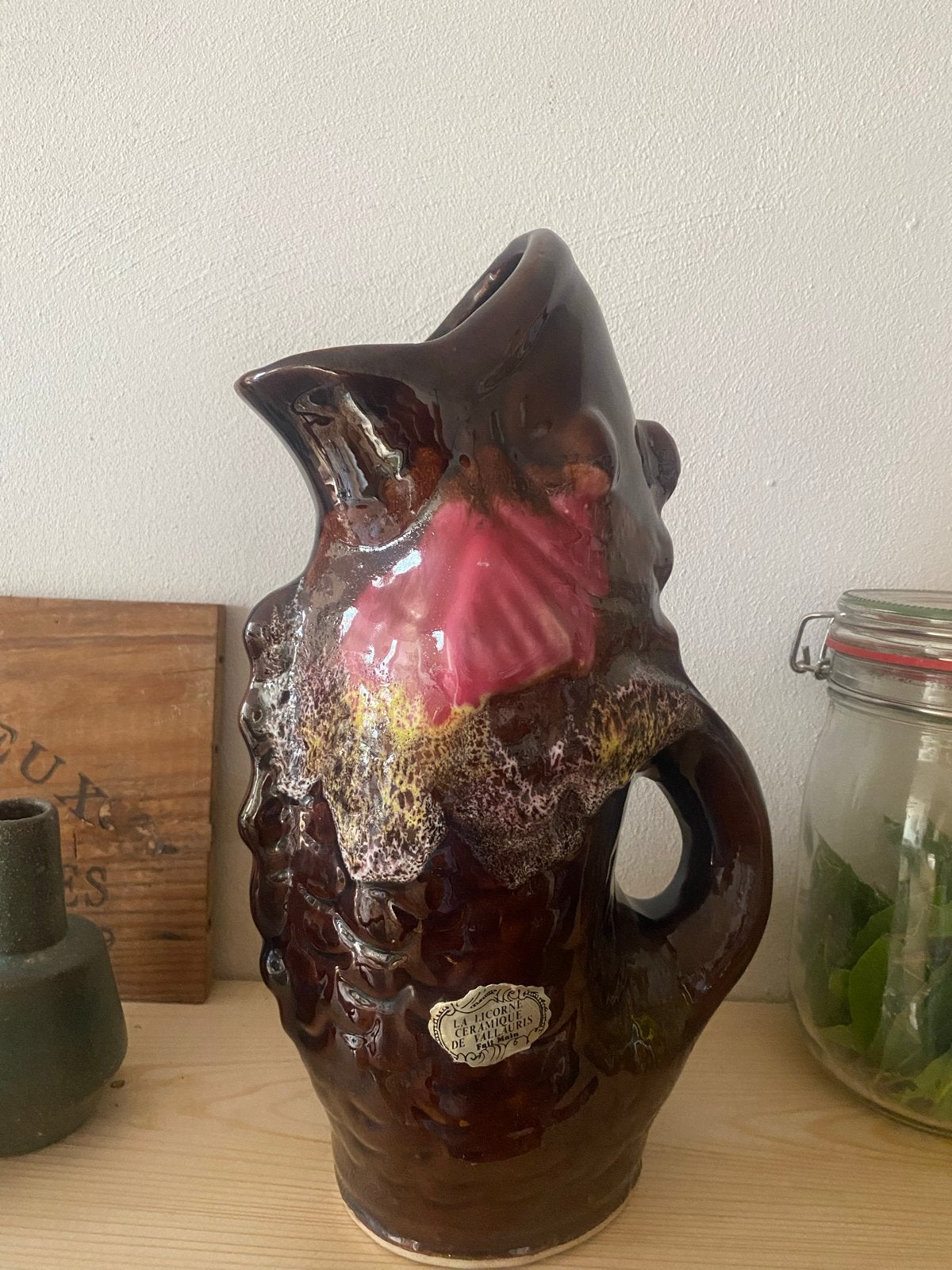 Handgemaakte Keramische Vaas - La Licorne de Vallauris, Antiek en Kunst, Ophalen of Verzenden