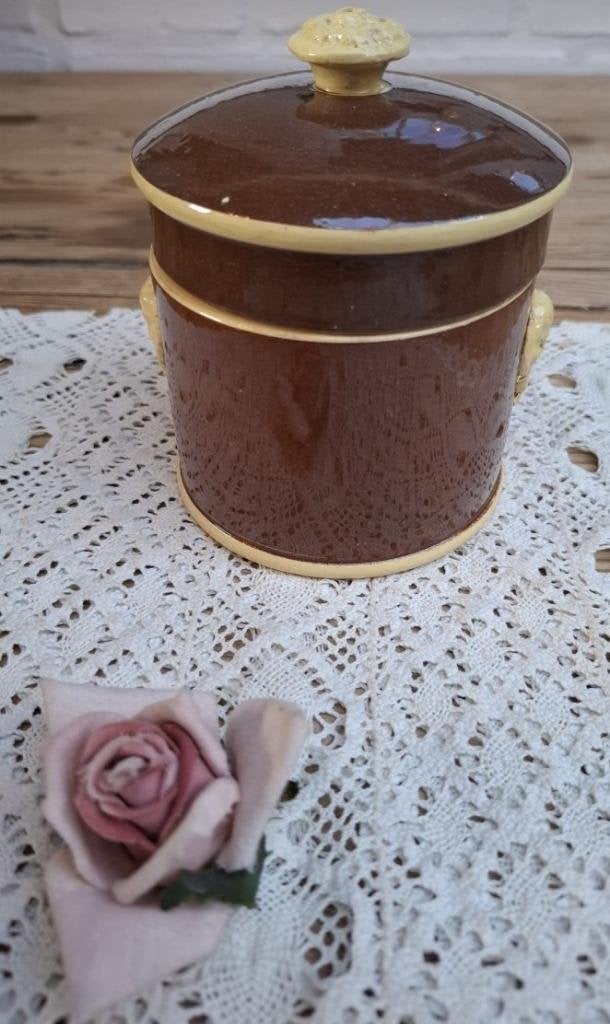 Antieke Franse Foie gras pot, saterhoofdjes, Sarreguemines, Ophalen of Verzenden