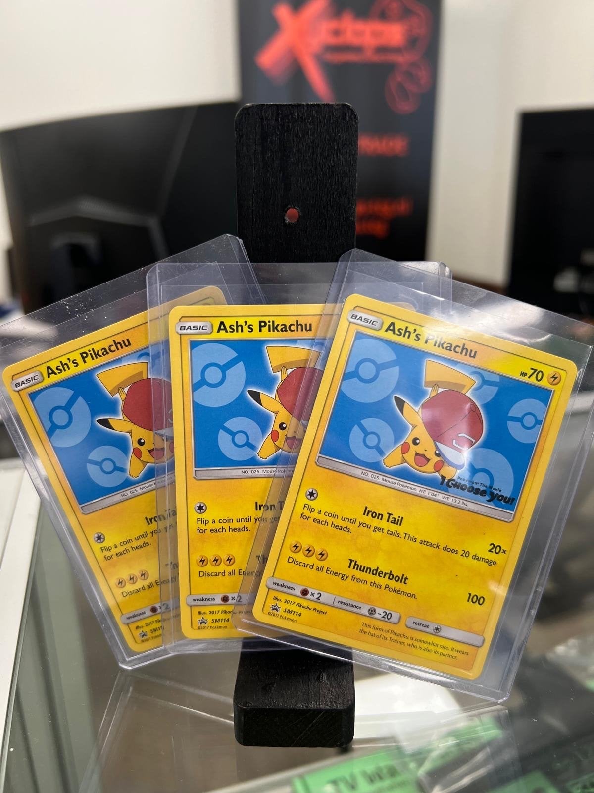 Ash's Pikachu Promo Pokémon Kaart SM114 - Set van 3