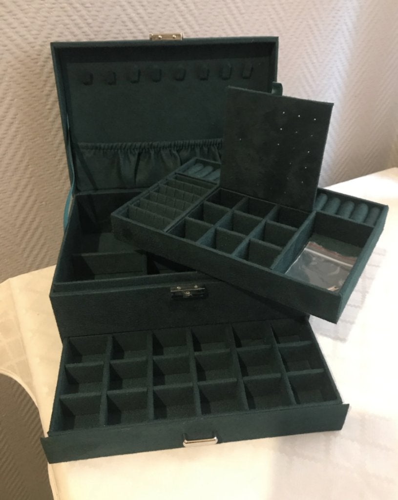 Grote Groene Sieradendoos / Sieraden Doos Opberg Organizer, Verzenden, Nieuw, Minder dan 50 cm, Minder dan 50 cm