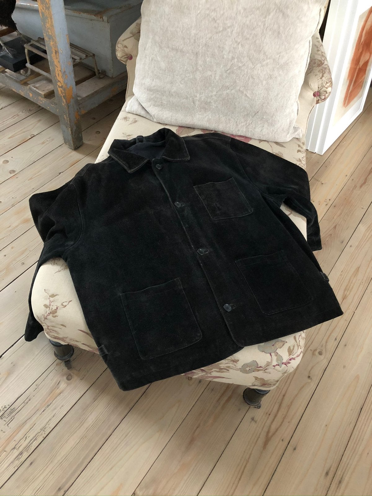 JAS VEST JACKET ZWART SUÈDE BOXY, Kleding | Dames, Ophalen of Verzenden, Zo goed als nieuw, Maat 42/44 (L), Zwart