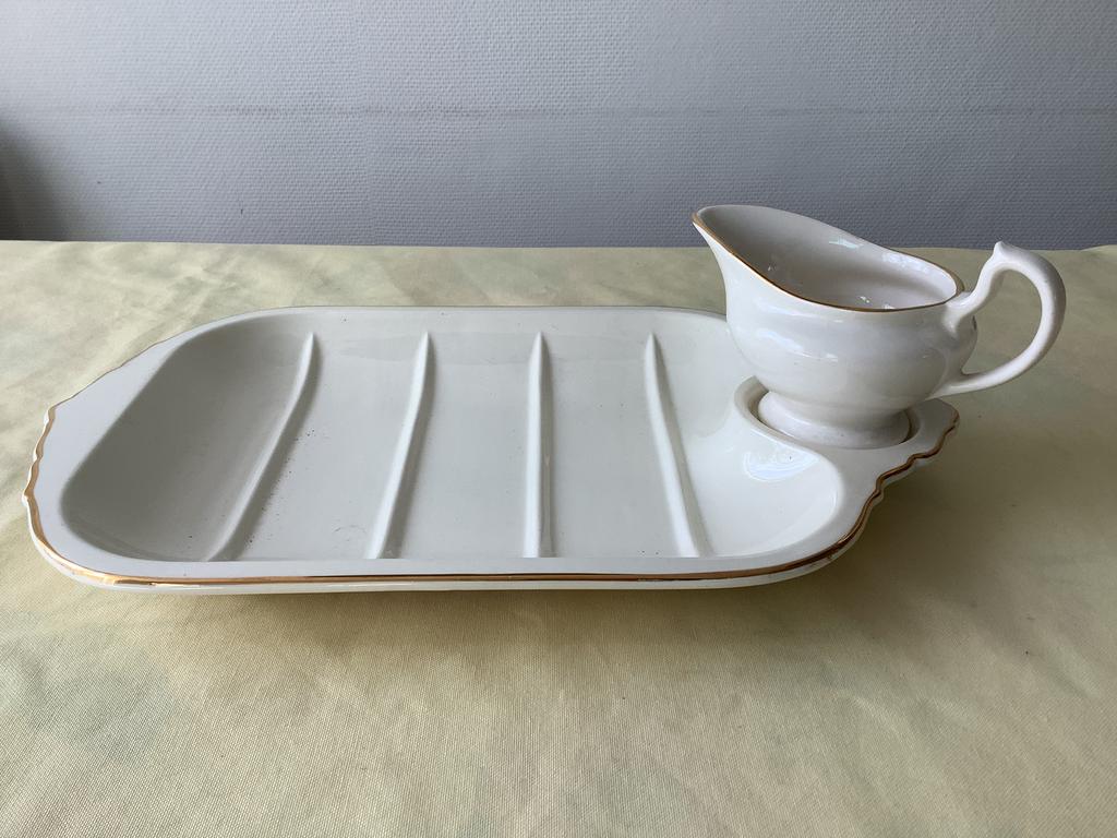 Aspergeschaal met sauskom, Ophalen of Verzenden