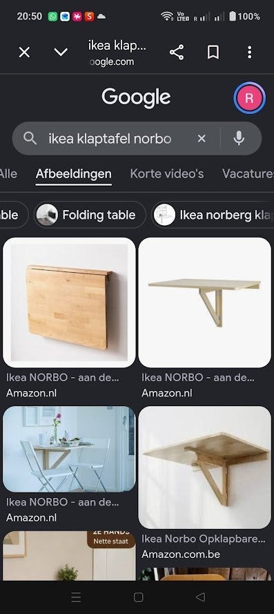 klaptafel norbo, Ophalen, Gebruikt, Rechthoekig, 50 tot 100 cm