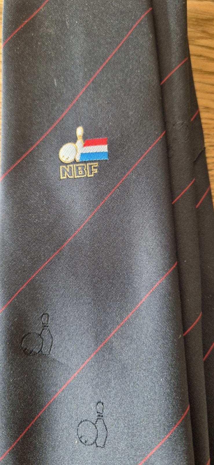 Vintage NBF stropdas – Nederlandse Bowling Federatie, Ophalen of Verzenden