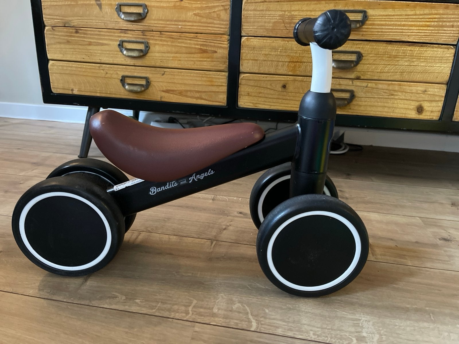 Loopfiets Bandits and Angels - Zwart met bruin zadel, Ophalen of Verzenden, Gebruikt, Loopfiets