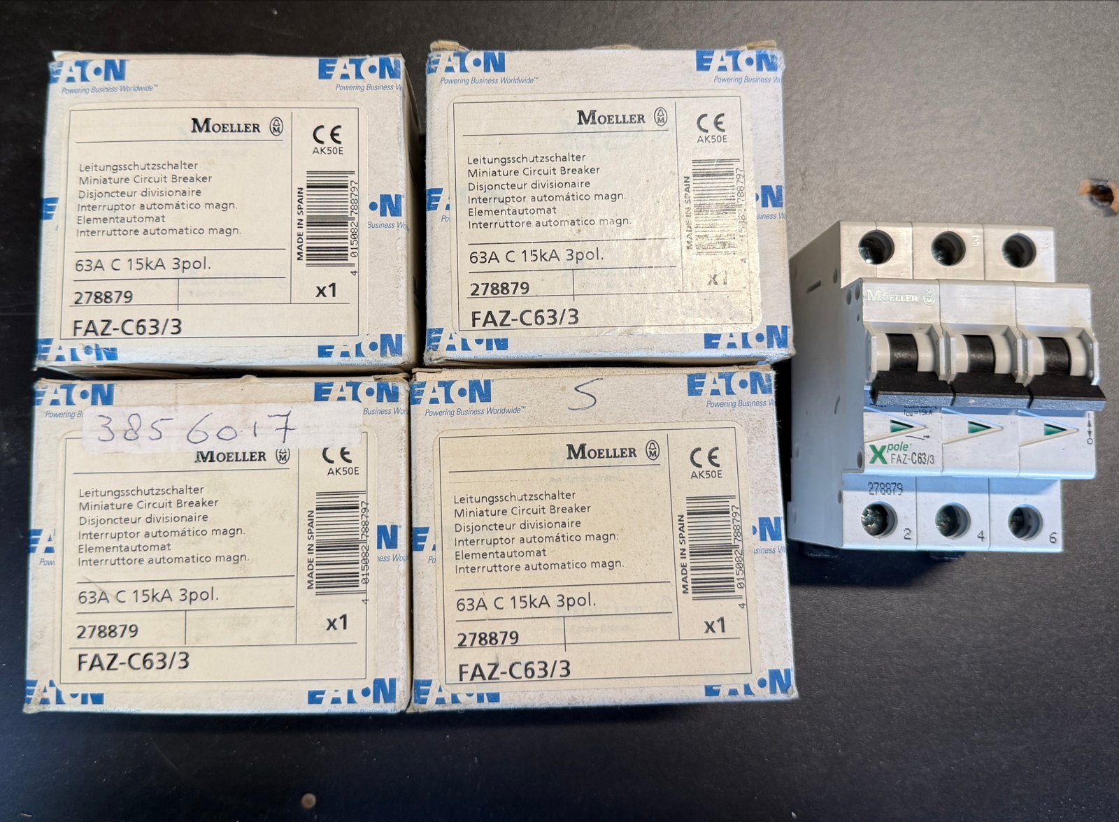 Eaton Moeller FAZ-C63/3 Installatieautomaten (4 stuks), Ophalen, Nieuw, Eaton, Installatieautomaat
