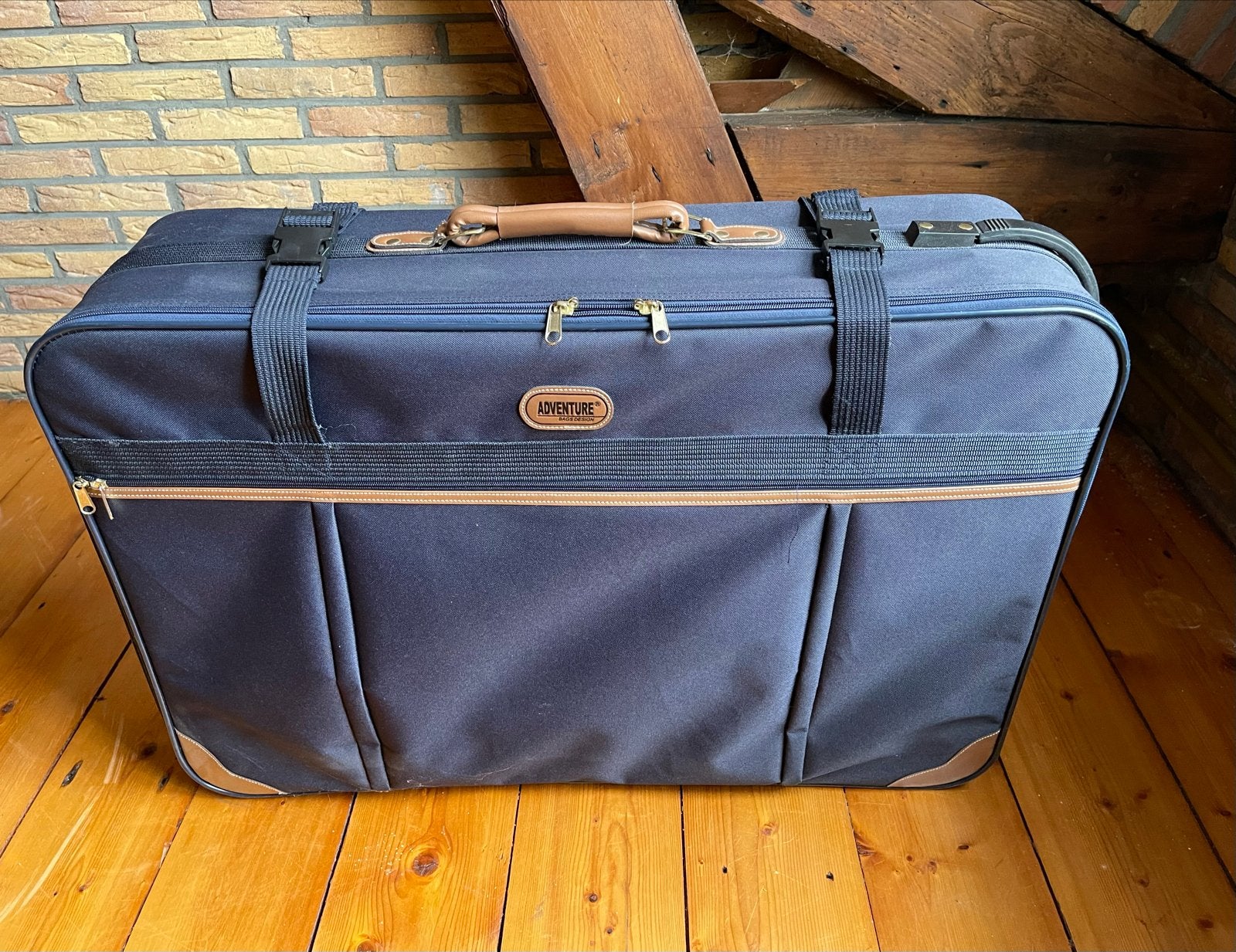 Set van 2 blauwe koffers met wieltjes, 30 cm of meer, Gebruikt, Blauw, Minder dan 35 cm