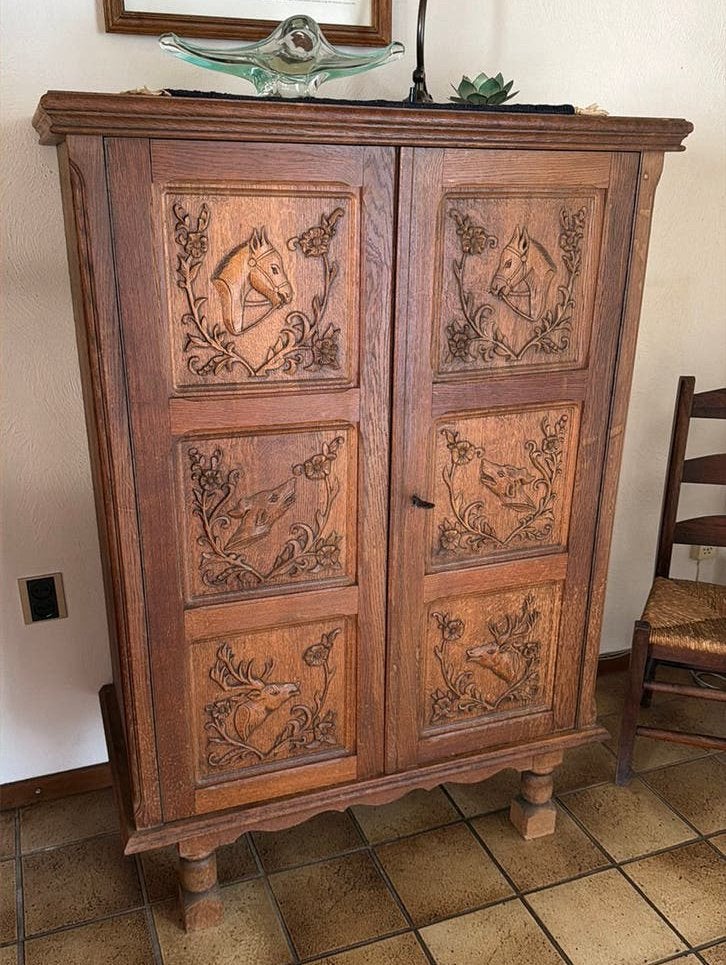 Vintage, Antieke Eikenhouten Jachtkast, Ophalen