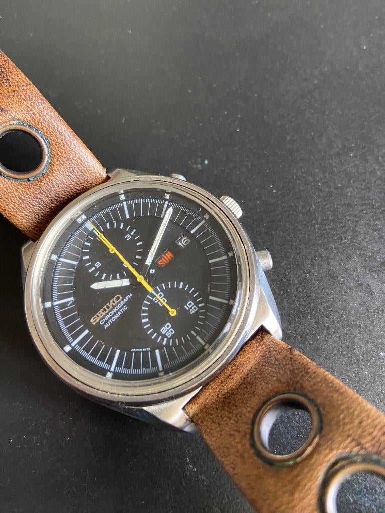 Seiko 6138 3002 (Jumbo), Seiko, Leer, Staal, Polshorloge