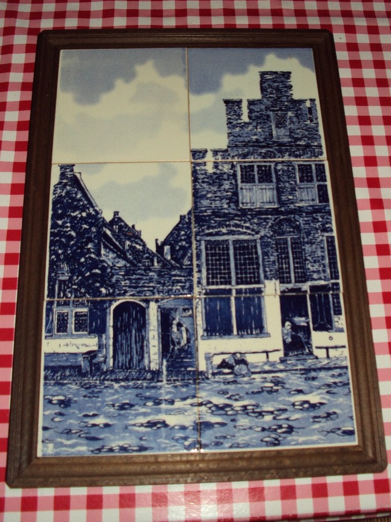 Tegeltableau straatje van Vermeer, Antiek en Kunst, Ophalen of Verzenden