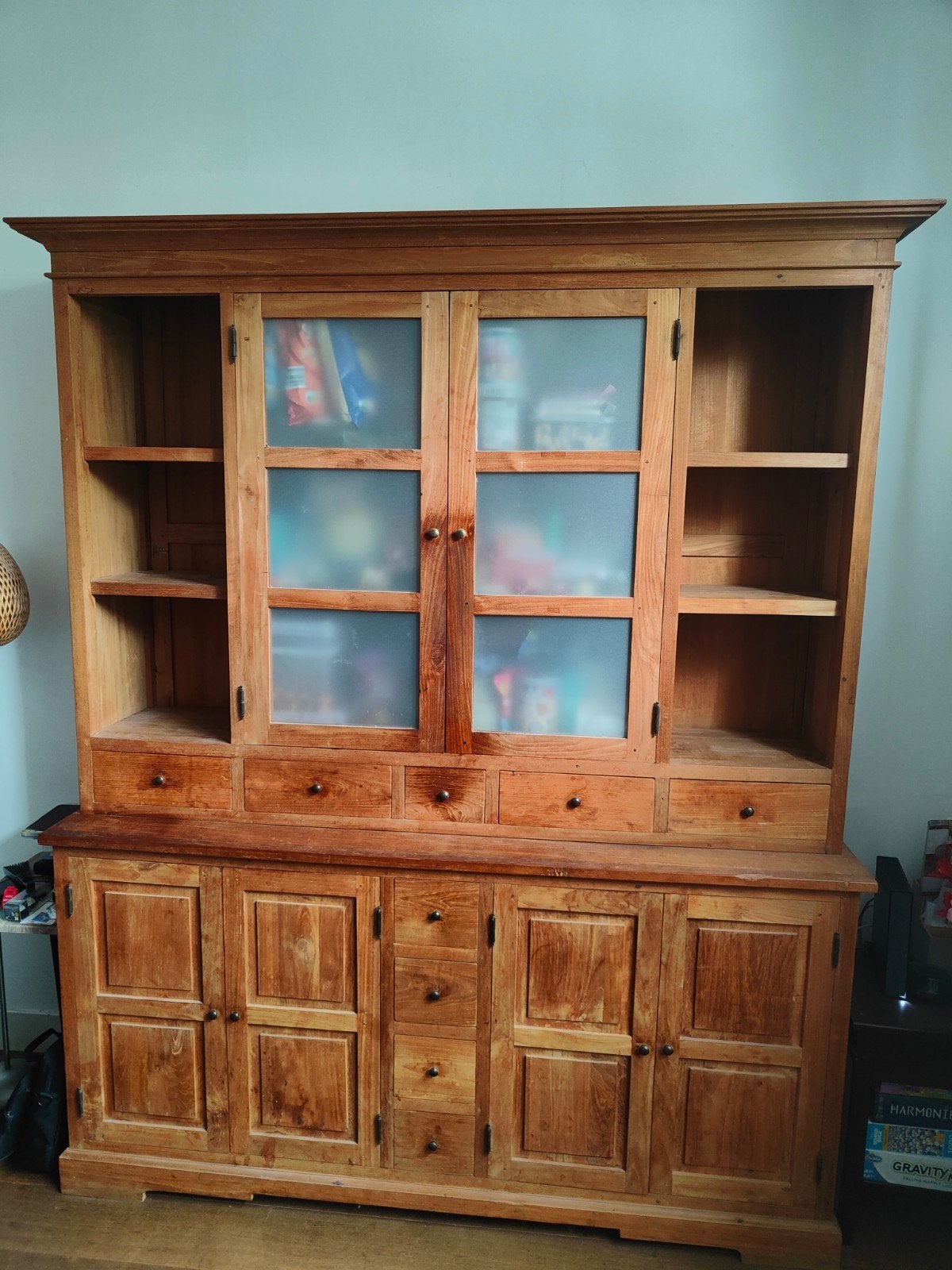 teak houten buffet  kast, Ophalen, Gebruikt, 25 tot 50 cm, 200 cm of meer