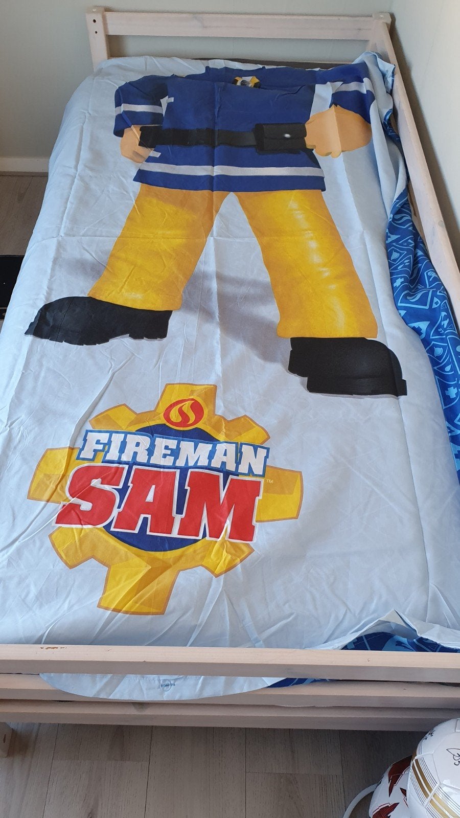 brandweerman sam 1 persoons dekbed overtrek, Jongetje of Meisje, Ophalen of Verzenden, Zo goed als nieuw, Dubbelzijdig