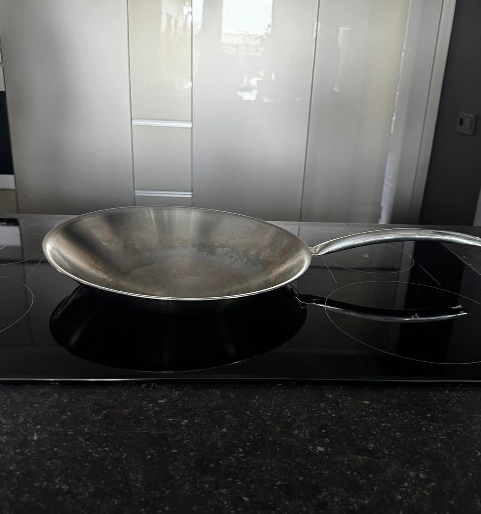 wokpan 37 cm, Ophalen of Verzenden, Zo goed als nieuw, Rvs, Wok