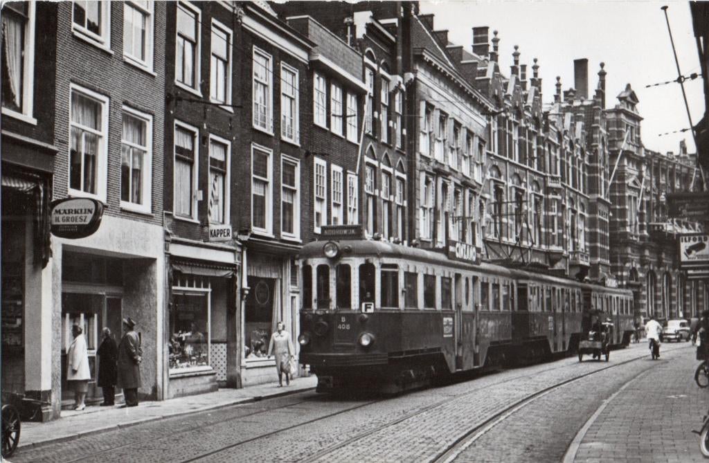 Leiden, Breestraat met Grote Blauwe Tram. 6135, Verzenden, 1960 tot 1980, Ongelopen, Zuid-Holland