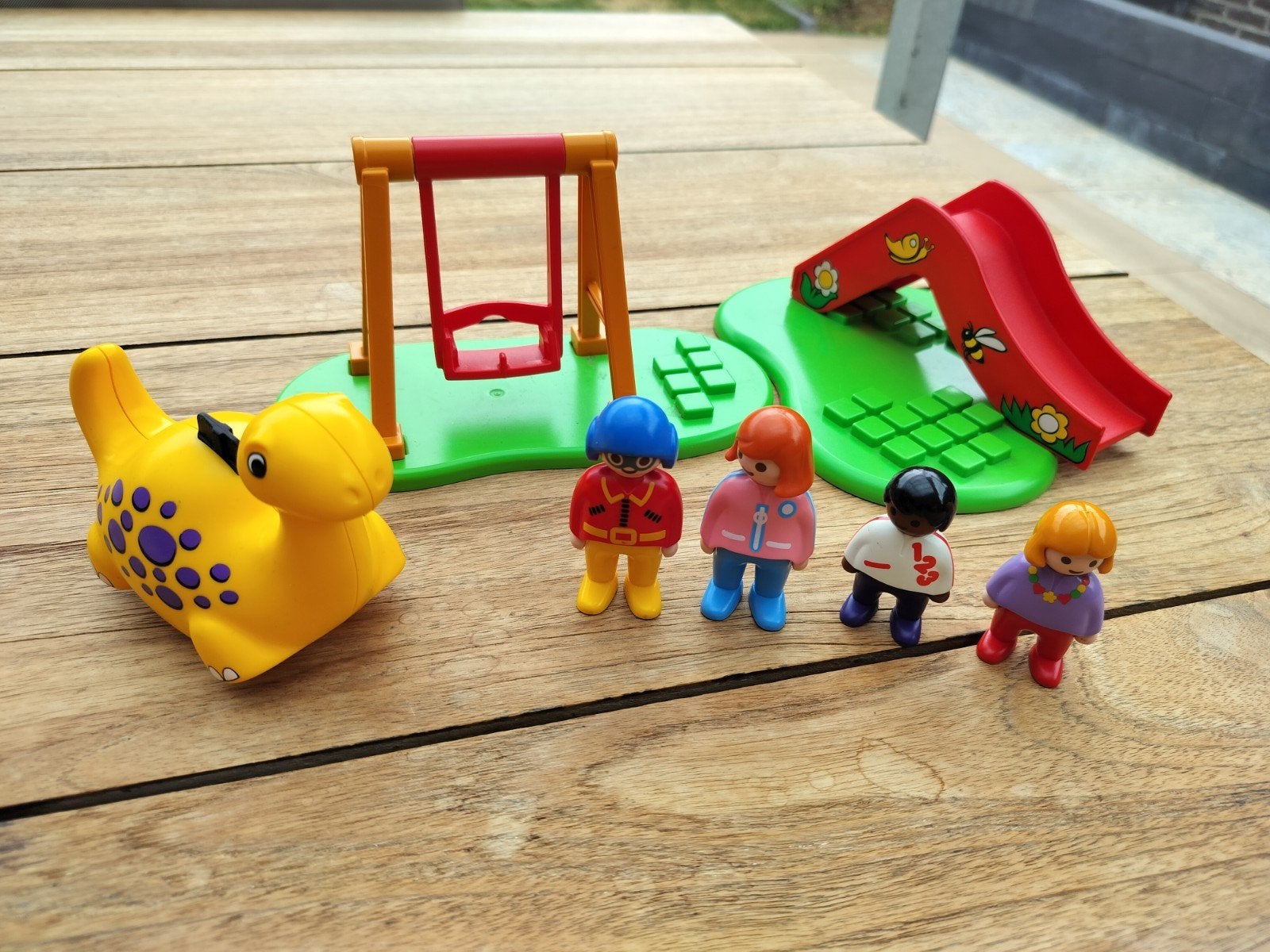 Playmobil 1.2.3 Speeltuin met figuren en dino, Gebruikt, Complete set, Overige typen, 1.2.3