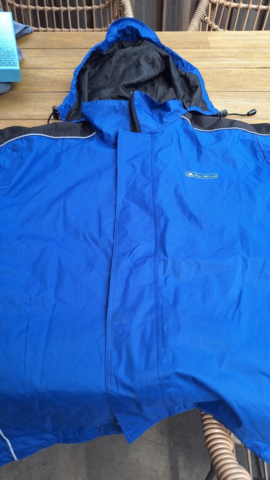 Regenpak All Active - Blauw/Zwart maat M, Caravans en Kamperen, Regenkleding, Ophalen of Verzenden, Zo goed als nieuw, Regenbroek