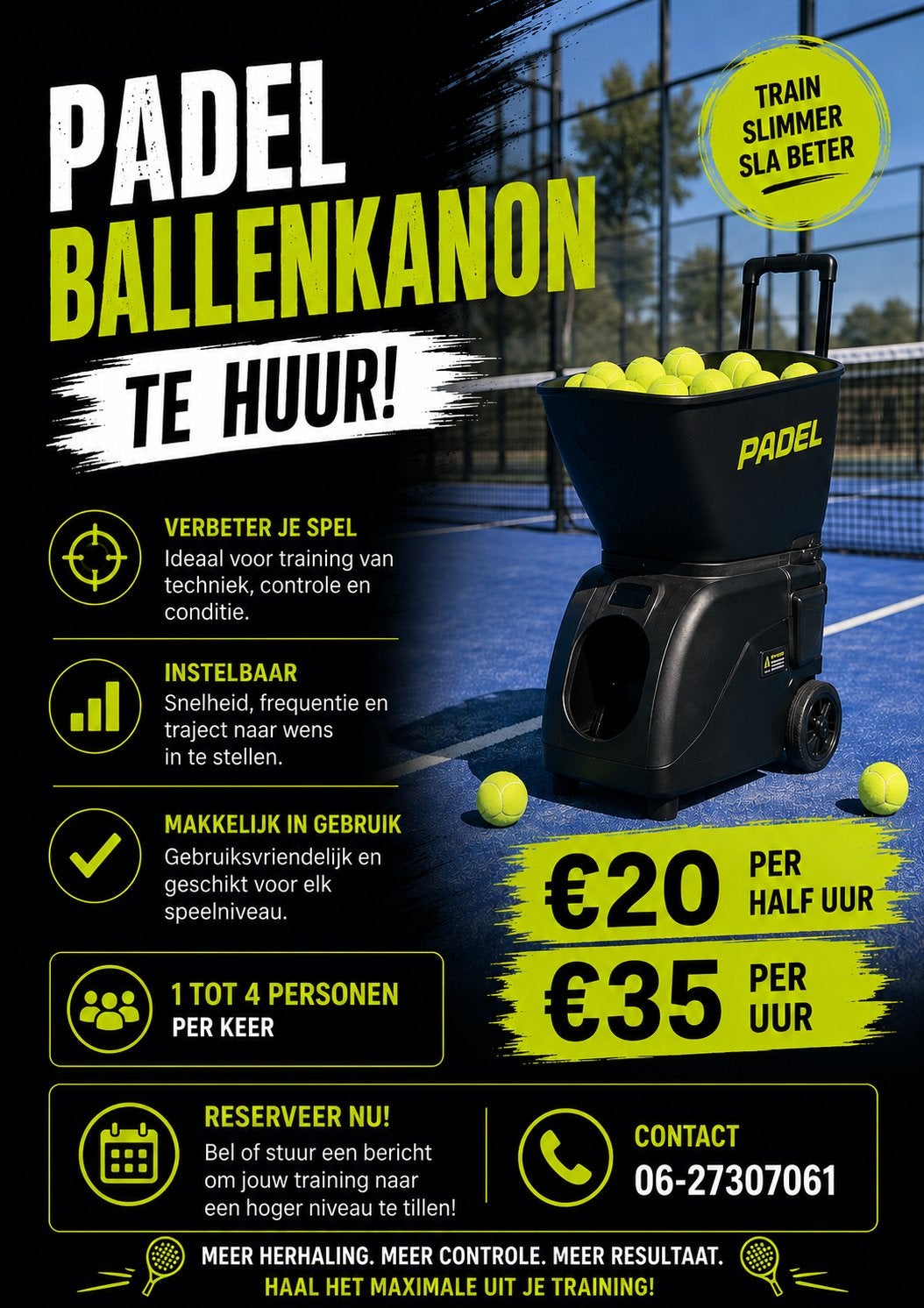 Padel ballenkanon te huur omgeving Emmen, L00, Overige typen, Zo goed als nieuw, Ophalen